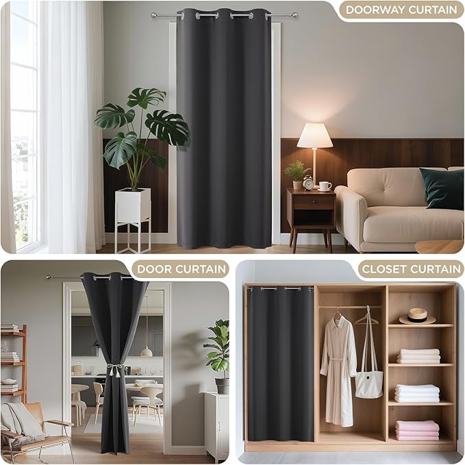 Joydeco Blackout Door Curtain for Doorway Privacy 80 Inches Long, Grommet - Image 4
