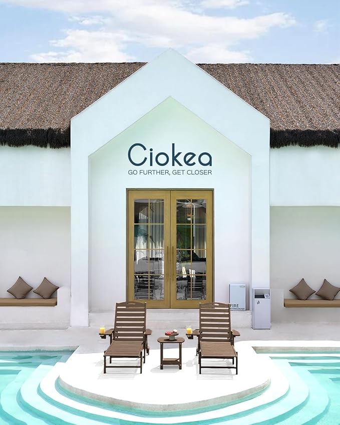 Ciokea Outdoor Chaise Lounge Chair Set of 2, Patio Lounge Chairs - Image 2