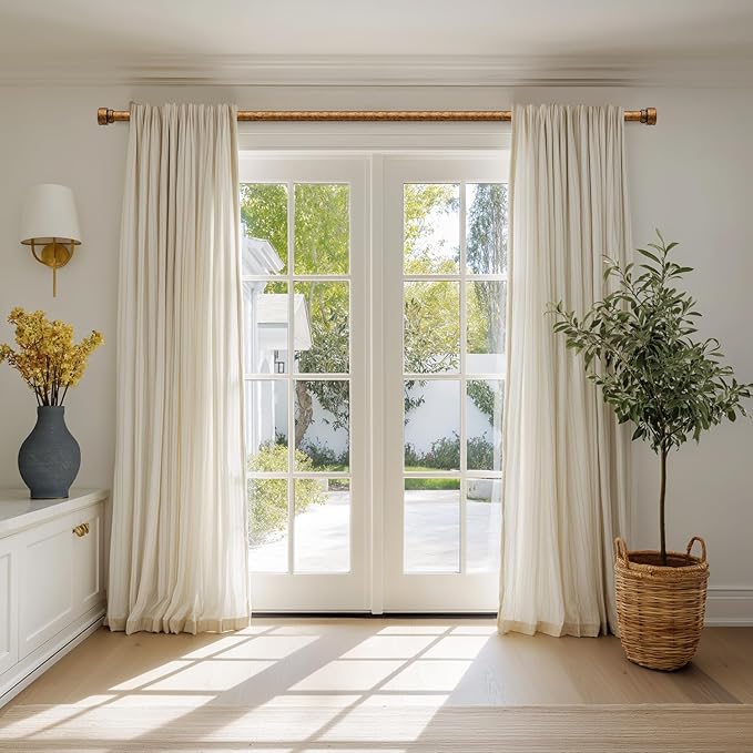 Retro Gold Curtain Rods for Windows 72 to 144 Inches Adjustable Length Heavy - Image 2