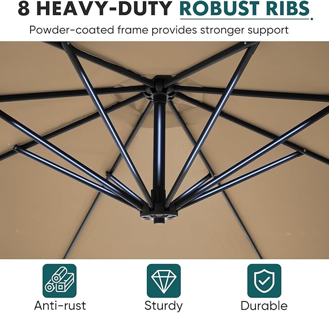 OLIXIS Offset Patio Umbrella, 9.7FT Cantilever Table Umbrellas - Image 4