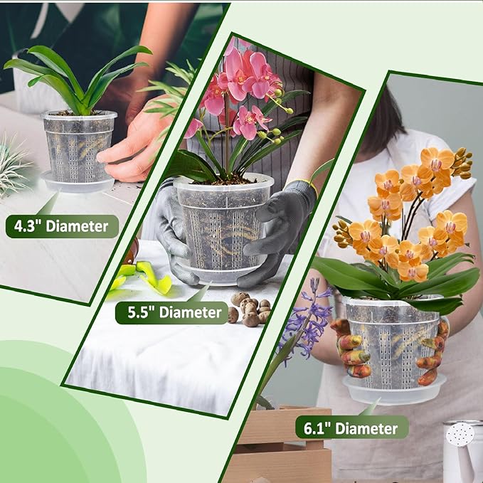 Orchid Pot with Saucers, 6 Packs of 6.1" Orchid Pots with Holes, Orchid Pots - Image 7