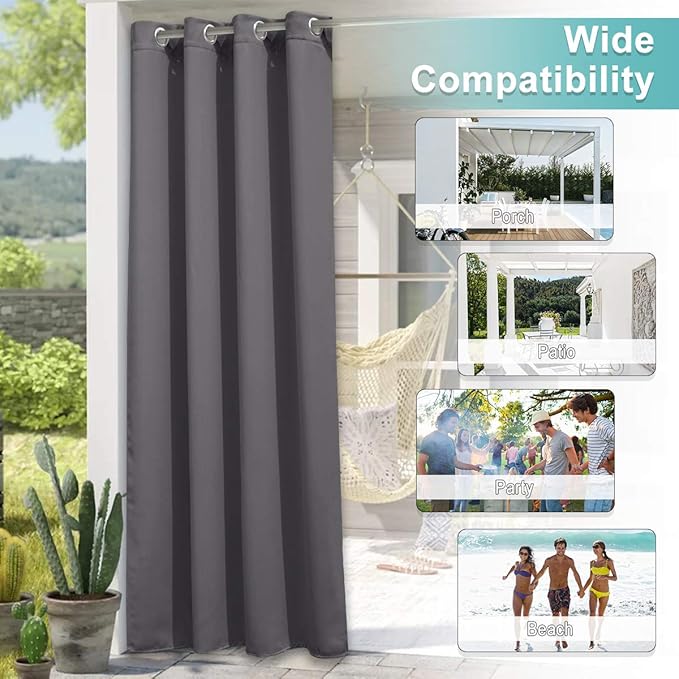 NICETOWN Outdoor Curtains for Patio 95 inch Long, Weatherproof Durable Outdoor - Image 5