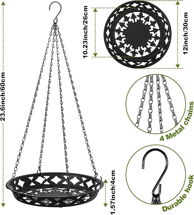 Enhon 6 Pack Metal Hanging Planter, 12 Inch Indoor Outdoor Plant Hanger - Image 4