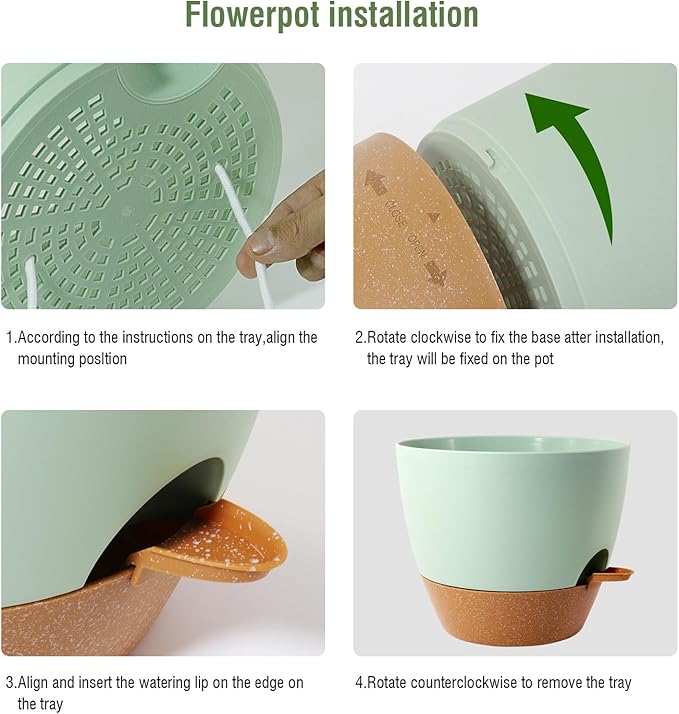 10 inch Self Watering Pots, 2 Pack Plastic Planters - Image 4
