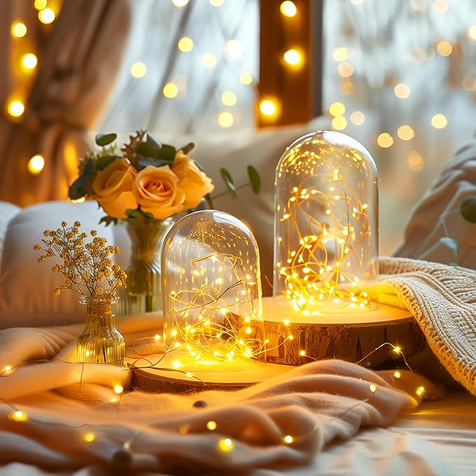 Minetom Fairy Lights Plug in, 33Ft 100 LEDs Waterproof Silver Wire Firefly - Image 5