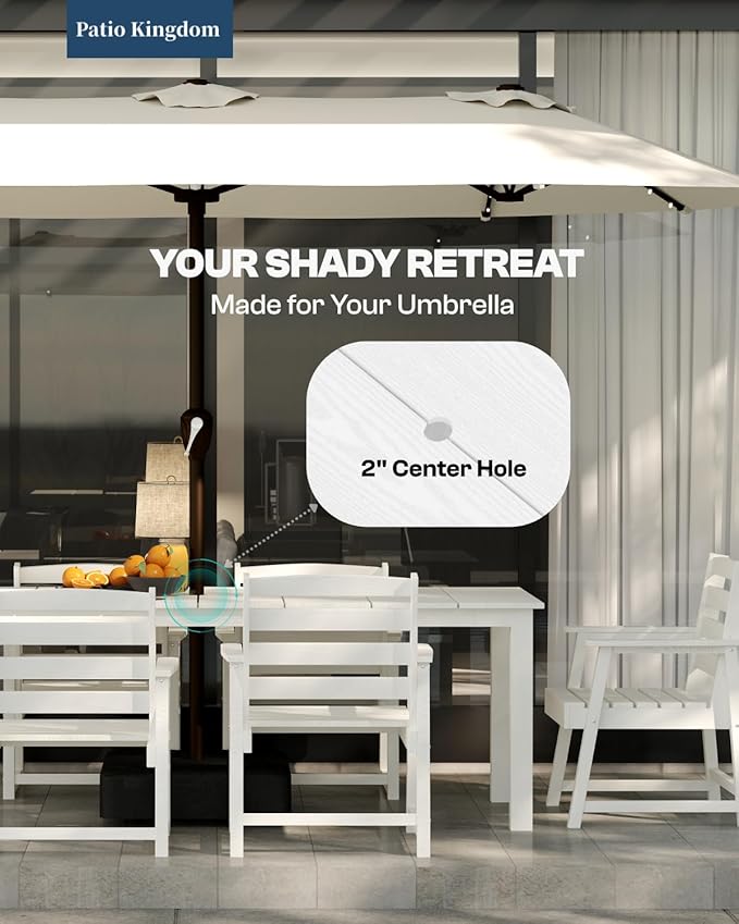 9-Piece White Outdoor Dining Set - Image 4