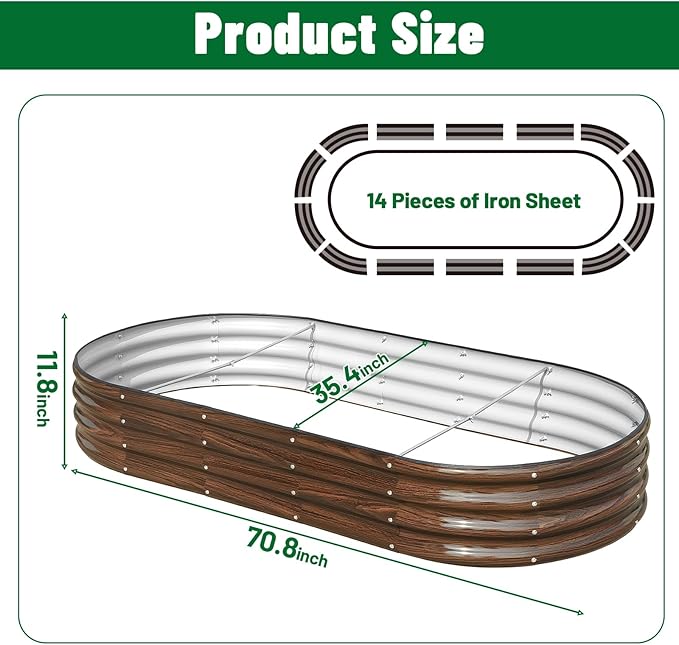 SnugNiture 2 Pcs 6x3x1ft Raised Garden Bed Kit, Outdoor Oval Metal Garden - Image 2