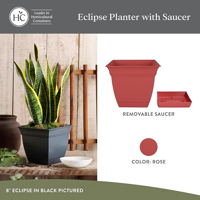 The HC Companies 12 Inch Eclipse Square Planter Pots - Image 2