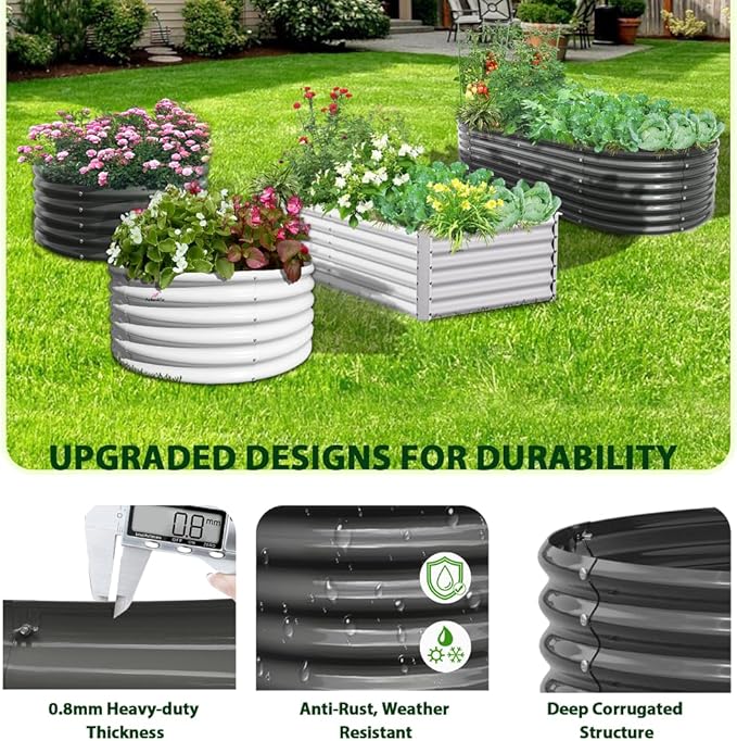 A ANLEOLIFE 4-Pack 6X3X2ft & 8X4X2ft Deep Root Galvanized Raised Garden Beds - Image 4