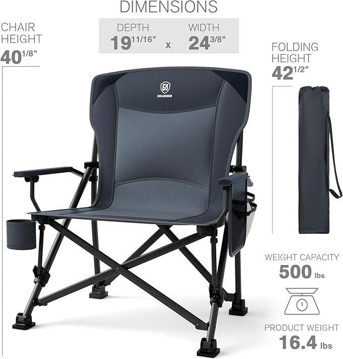 EVER ADVANCED Oversized Folding Camping Chair - Image 7