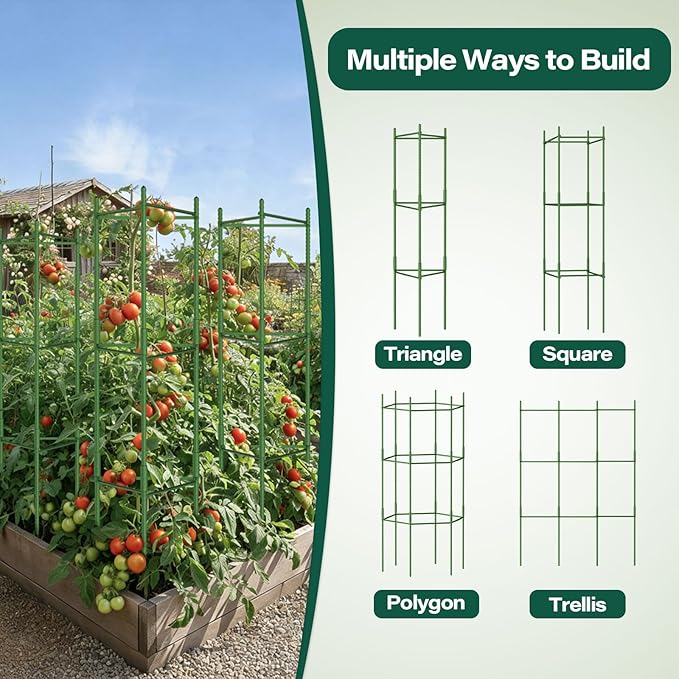 Halatool 63 Inch Tomato Cages, 4 Pack Adiustable Plant Cages Assembled Tomato - Image 5