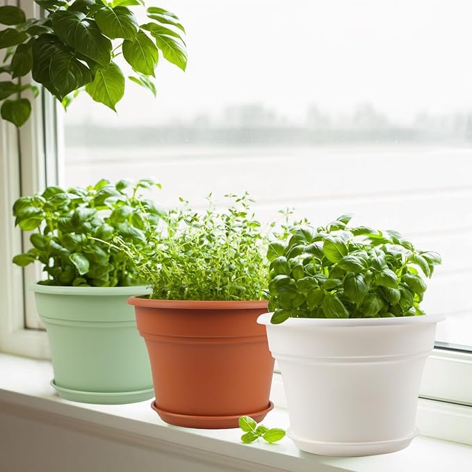 16 inch Plastic-Flower-Pot-for-Indoor-Plants, 4 Pack Large Outdoor Planter Pot - Image 7