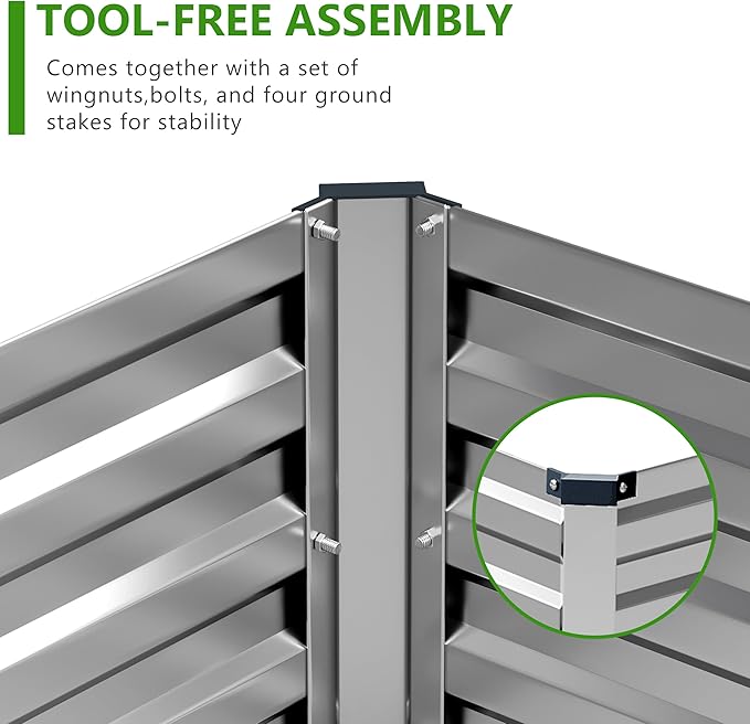 2PCS 6x3x1ft Galvanized Raised Garden Bed Kit, Galvanized Planter Raised Garden - Image 6