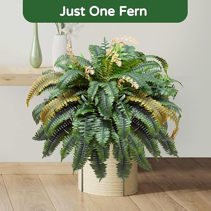 49” Artificial Ferns for Outdoors Planter, 128 Leaves per Fern, Large Lush Fake - Image 4