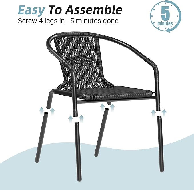 Amopatio Outdoor Dining Chairs Set of 4, Stackable Patio Chairs, Rattan Wicker - Image 7
