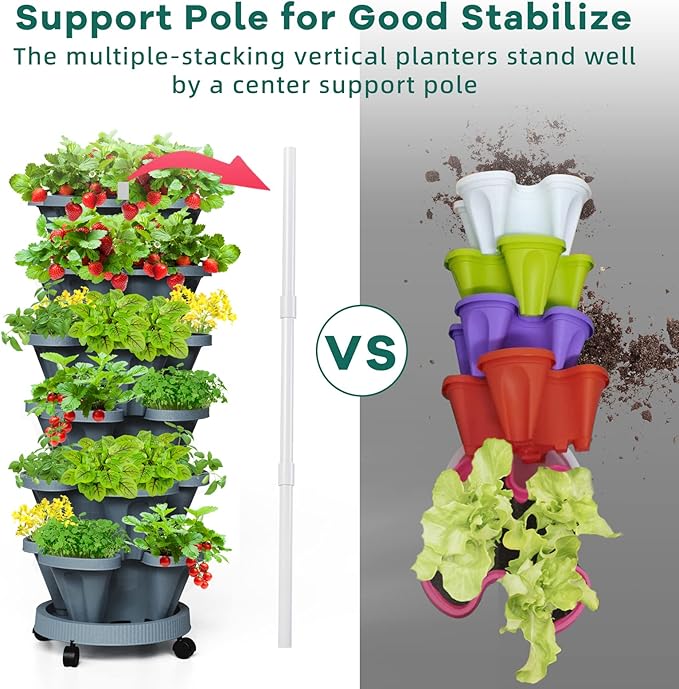 Strawberry Vertical Planters Tower Garden, 7 Tiered Stacking Herb Vegetable - Image 2