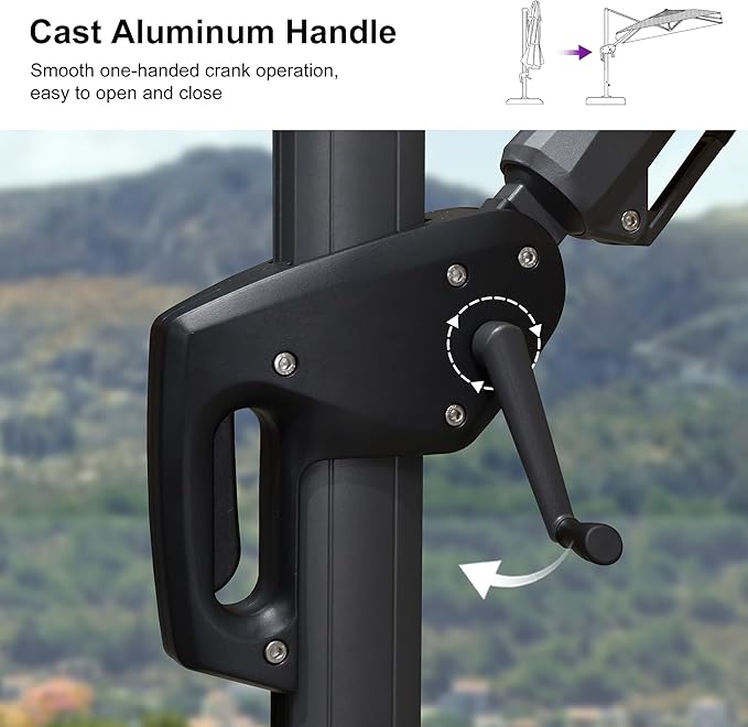 PURPLE LEAF 9.8' X 9.8' Left-right Tilting Patio Umbrella Outdoor Cantilever - Image 6