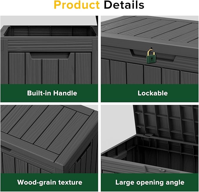 45 Gallon Outdoor Deck Box, Lockable Waterproof Outdoor Storage Boxes - Image 5