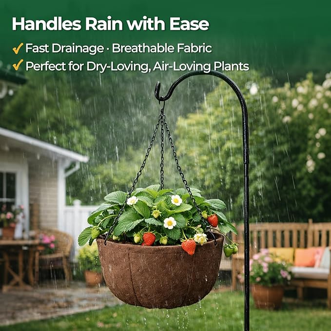 T4U Hanging Planters for Outdoor Plants, 12 Inch 4 Pack Fabric Hanging Baskets - Image 4