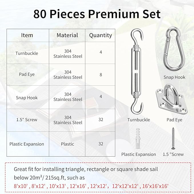 Sun Shade Sail Hardware Kit 6 Inch - Image 6