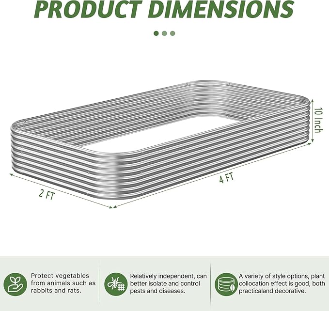 4 Pack Raised Beds for Gardening, Corrugated Galvanized Steel Raised Garden Bed - Image 8