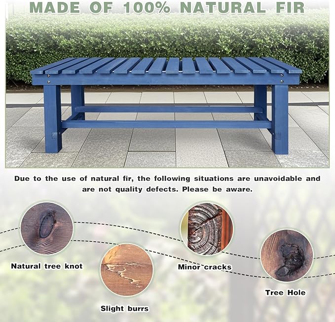 Outdoor Garden Wood Bench, 2-Person Weatherproof Wooden Bench Park Narrow Bench - Image 6