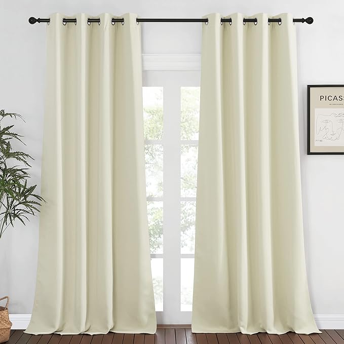 NICETOWN Room Darkening Beige Curtain 120 inch Length by NICETOWN