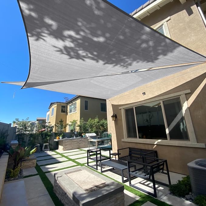 SUNLAX Sun Shade Sail 12' x 12' x 12' Silver Grey Triangle Canopy Sail Shade by SUNLAX