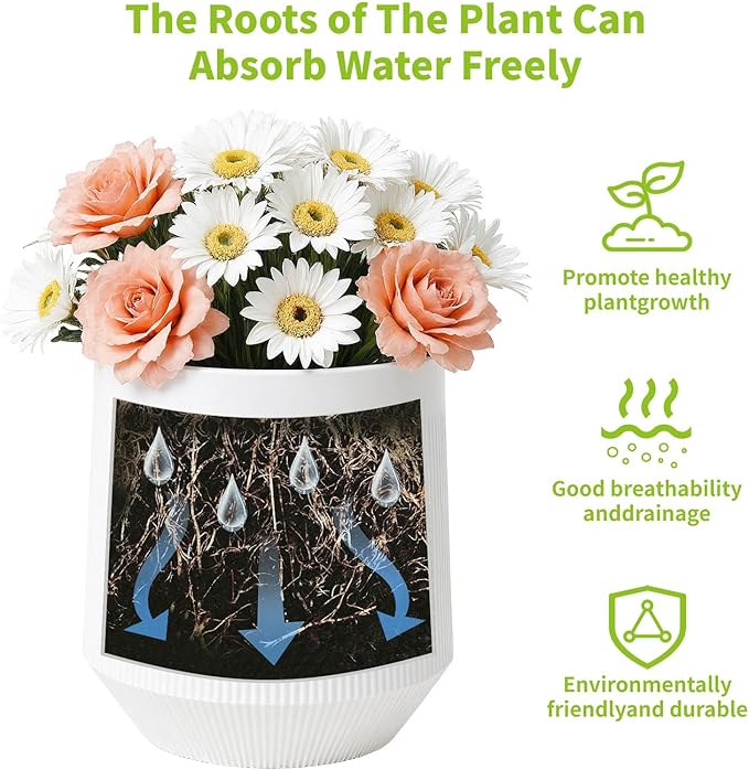 Plant Pots，Set of 3 Plastic Pots - Image 5