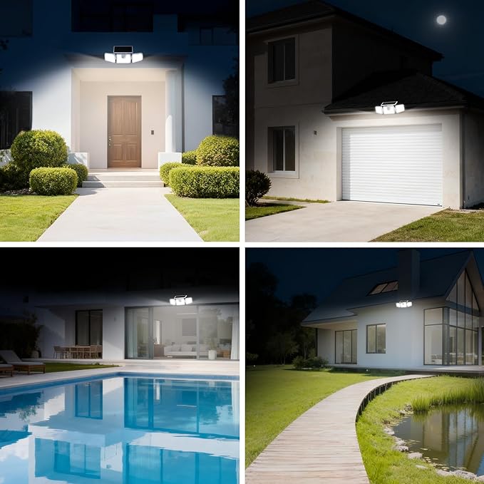 INCX Solar Lights Outdoor with Motion Sensor, 3 Heads Security Lights Solar - Image 8