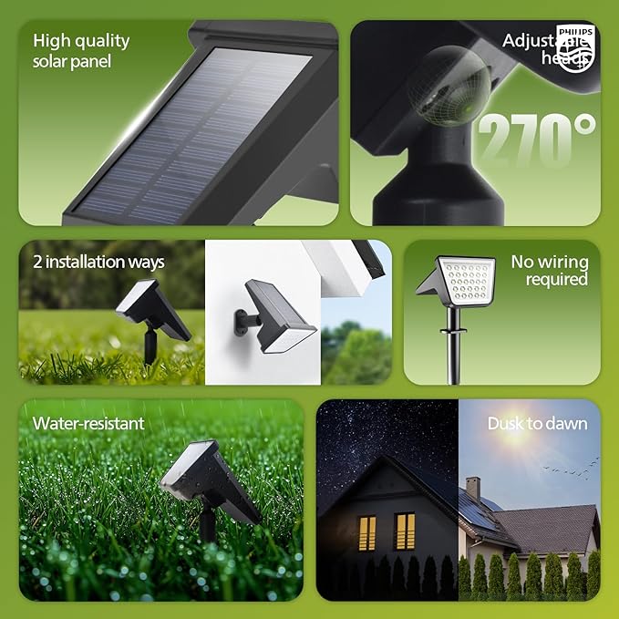 Philips 6 Packs Solar Spot Lights Outdoor Waterproof, 28 LED 7500K Solar - Image 2