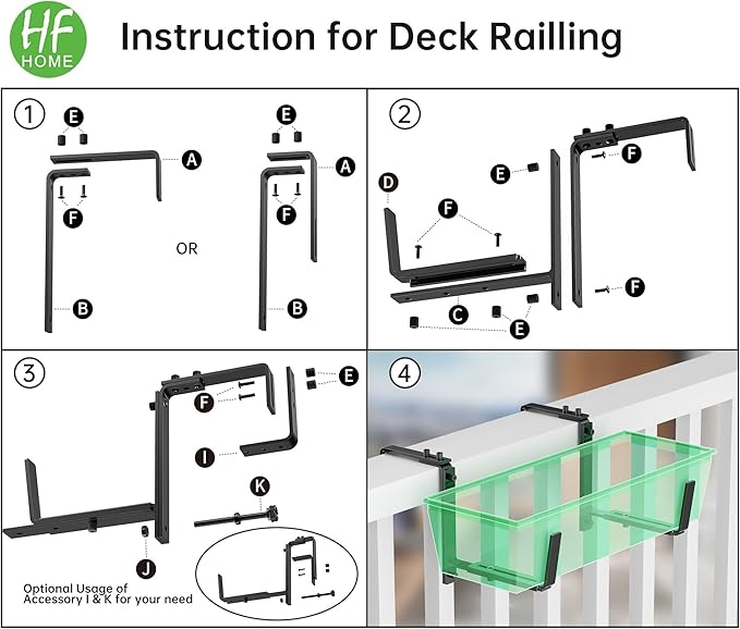 HFHOME 6PCS Adjustable Planter Box Brackets, Brackets - Image 7