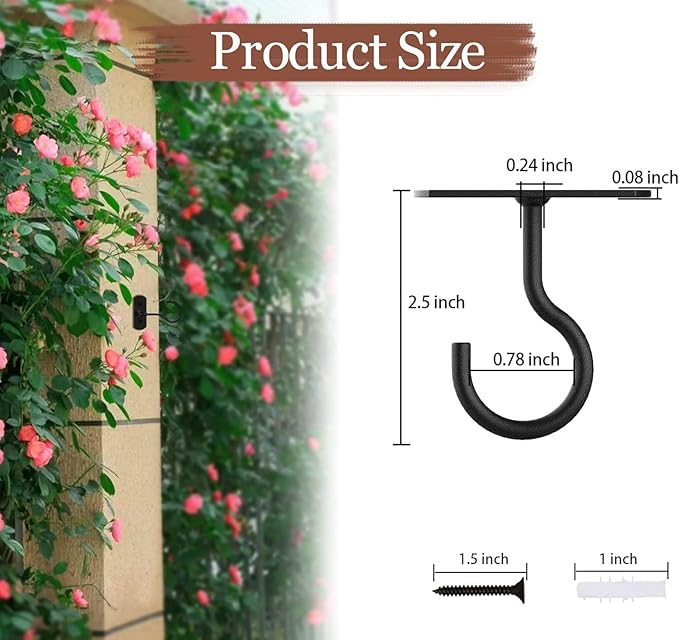 50Pack Ceiling Hooks Bulk for Hanging Plants Black 2.5in - Image 2
