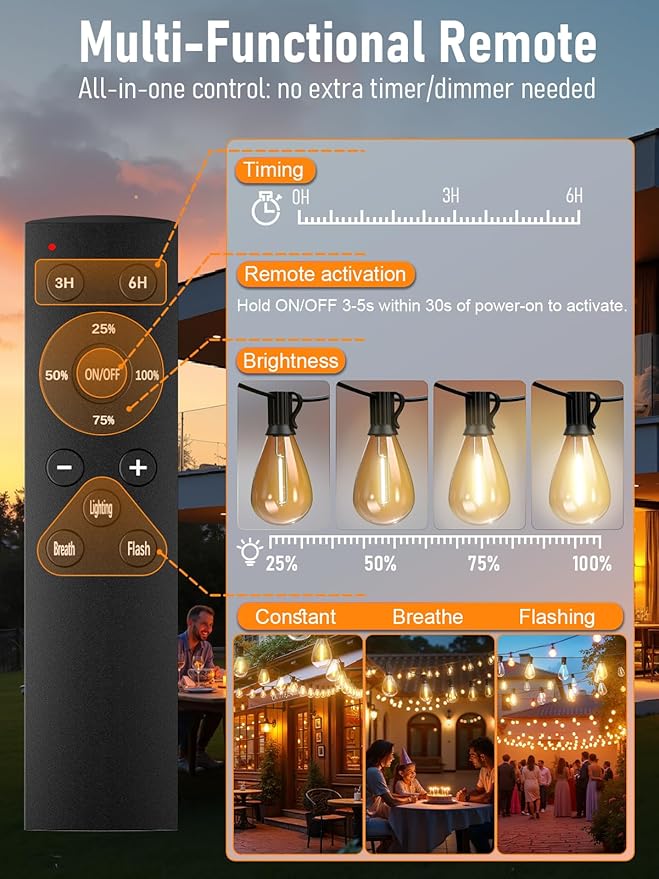 luckystyle 30FT LED Outdoor String Lights - Image 2