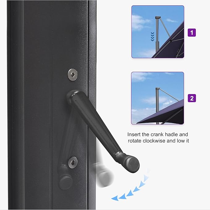 PURPLE LEAF 11.5' X 11.5' Telescopic Patio Umbrella - Image 4
