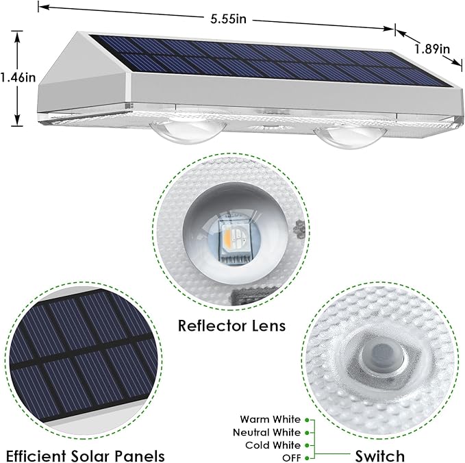 2 Pack Solar Fence Lights Outdoor, 2PK Solar Outdoor Light Warm White & RGB - Image 5