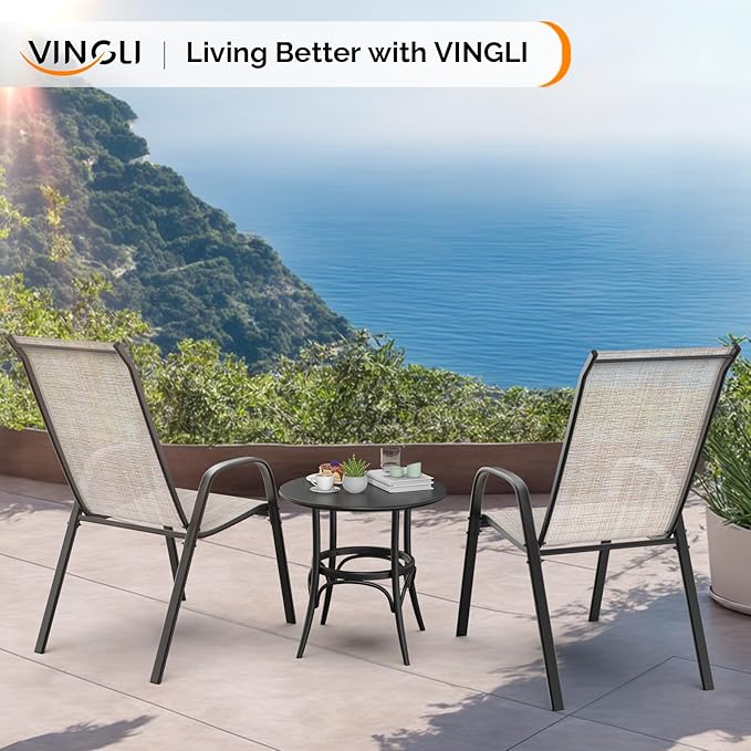 VINGLI Patio Chairs Set of 8 – Stackable Outdoor Dining Chairs - Image 10