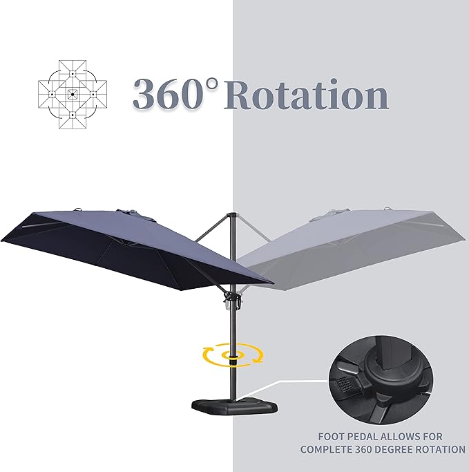 PURPLE LEAF 9' X 11.5' Patio Umbrella Outdoor Cantilever Rectangle Umbrella - Image 8