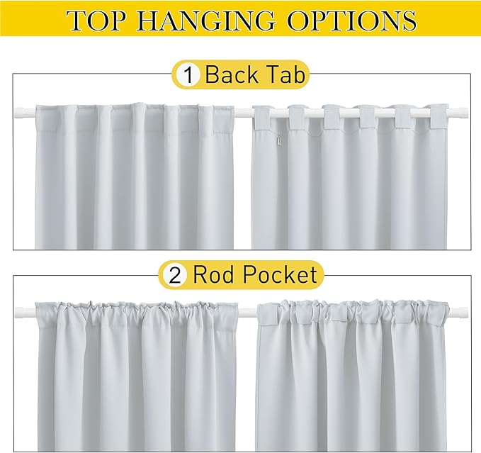 NICETOWN 2 Panels Outdoor Curtains Waterproof Pocket & Back Tab on Top & Bottom - Image 3