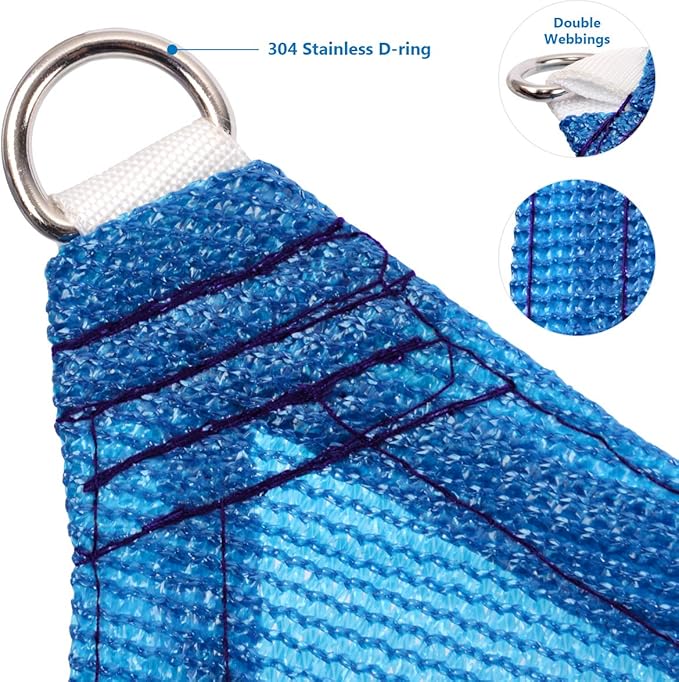 Eden's Decor Straight Flat-Edged Sun Shade Sail Rectangular 5' x 7' Blue - Image 2