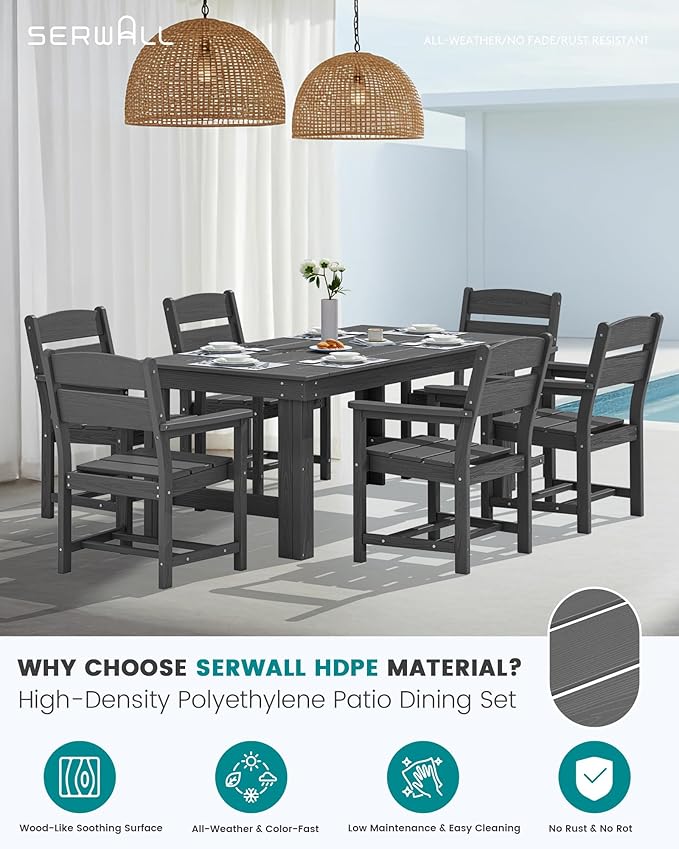 SERWALL HDPE Outdoor Dining Chair, Patio Dining Chair - Image 4