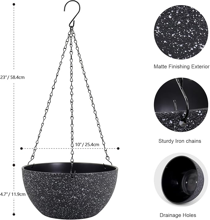 10 inch Hanging Planters for Indoor Outdoor Plants, 2 Pack Hanging Flower Plant - Image 2