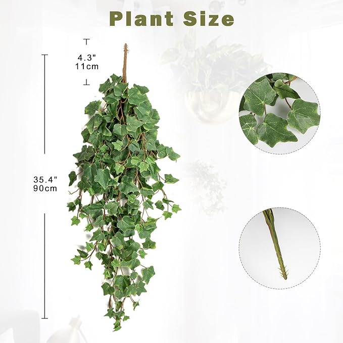 Hollyone Artificial Hanging Plants 35.4" Fake Ivy Vine Faux Ivy Leaves Fire and - Image 2
