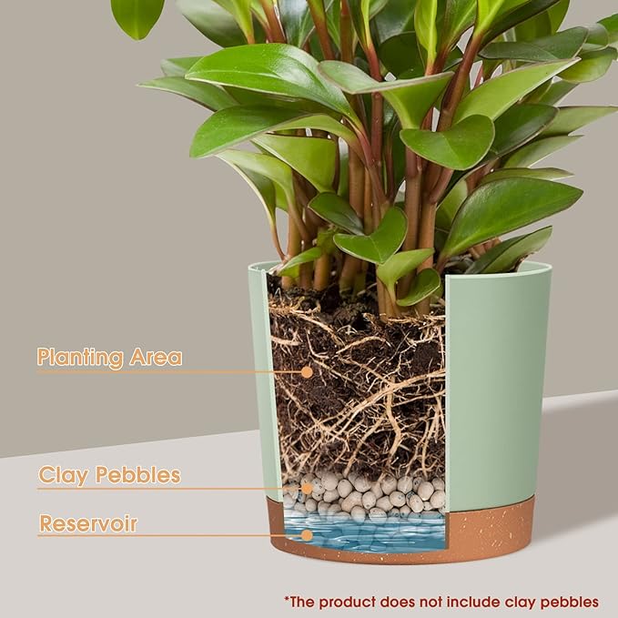 kubvici Plant Pots for Indoor Plants, 2 Pack 10 Inch Plant Pot Plastic Flower - Image 2