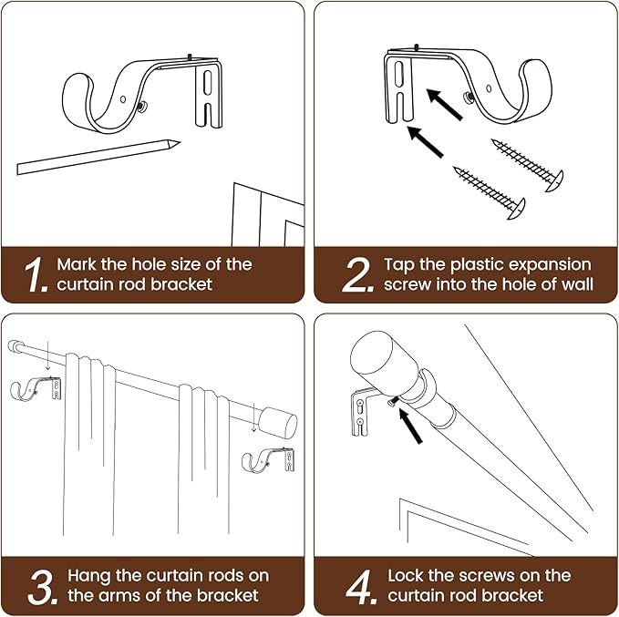 1” Diameter Curtain Rods Itself is 30 to 60 inch 1 Pack Fit 30-54 inch Window - Image 5