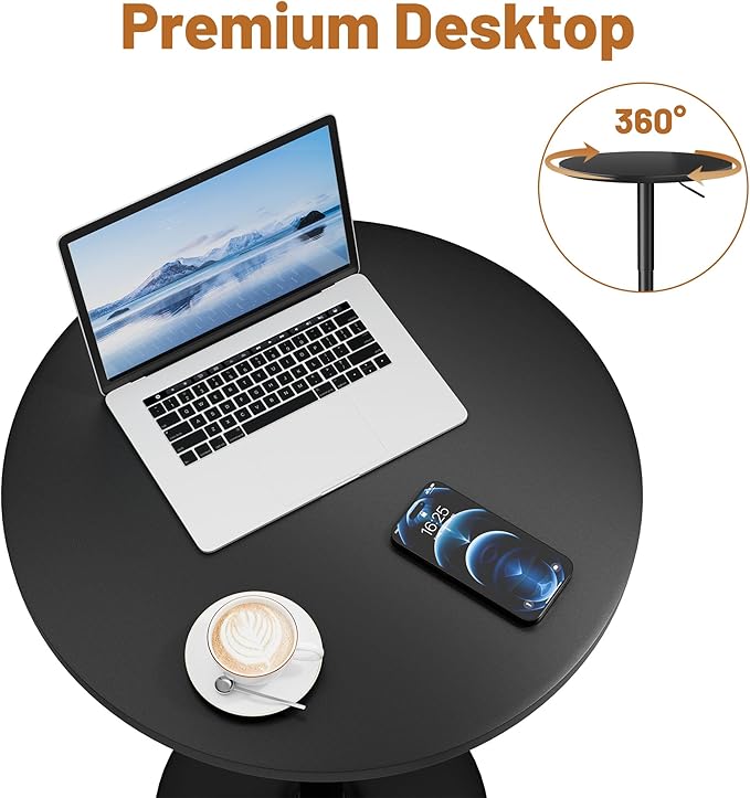 Flamaker Round Bistro Pub Table 23.6 Inch Height Adjustable 360° Swivel Bar - Image 7