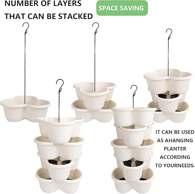 Hourleey Strawberry Planter, 5 Tier Stackable Gaden Tower - Image 5