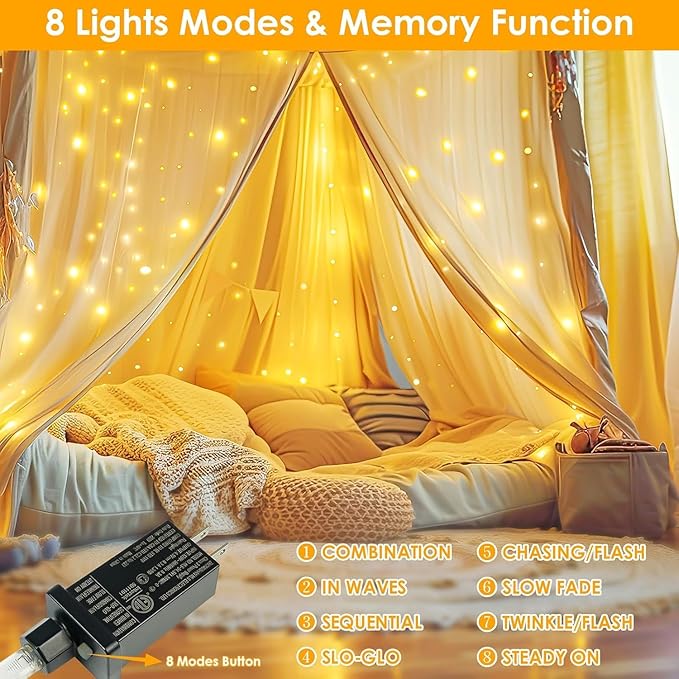 2Pack Each 66Ft 200LED Christmas Fairy Lights Plug in - Image 4