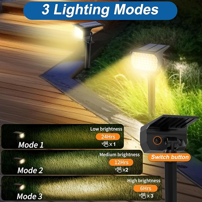 Solar Spot Lights Outdoor Waterproof IP65, 12 Pack Landscape Spotlights - Image 3