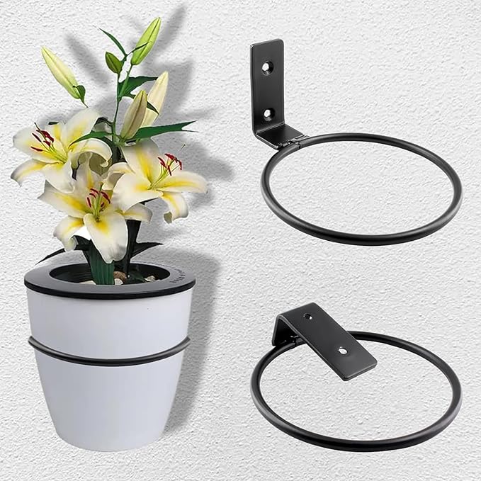 6 Pack 4 inch Flower Pot Holder Ring, Flower Pot Holder Ring Wall Mounted Set - Image 6